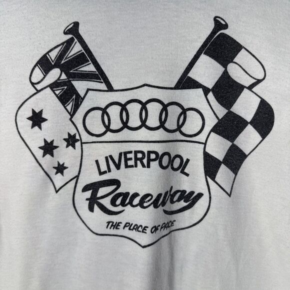Vintage Sprint 80s Ringer T Shirt Racing Liverpool Raceway USA vs Australia Coke - Picture 9 of 13